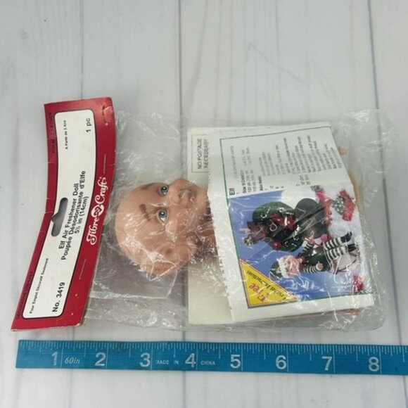 Vintage Fibre Craft 5.5" Elf Air Freshener Doll 3419 Christmas Holliday Crochet - Picture 7 of 8